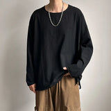 WIAOFELLAS  -  Spring Autumn Round Neck Loose T-Shirt Men Cotton Linen Long Sleeve Casual Male Tshirt Comfortable Breathable Hip Hop Tees Tops