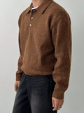 Wiaofellas  -  Fall Winter Men's Old Money Style Loungewear, LVLAEA Solid Color Lapel Button-Up, Loose Warm Long Sleeve Pullover Shirt