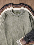 WIAOFELLAS  -  Vintage Men's Long Sleeved T-shirt Washed Loose Men's Autumn Pullover Outfit Unisex Pure Cotton 230g High Street Trendy T-shirt