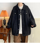 WIAOFELLAS  -  New Blue Denim Jacket Men Vintage Jean Coats Streetwear Fashion Casual Men Jean Jackets Solid Color Turn Down Collar Denim Coats