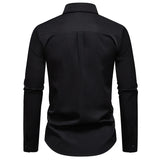 WIAOFELLAS  -  Mens White Embroidery Floral Shirt Long Sleeve Casual Button Down Dress Shirts Men Party Wedding Prom Suit Shirt Male Chemise