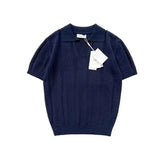 WIAOFELLAS  -  Summer Men's Knitted Polo Shirt Solid Hollow Splicing Tees Shirts Casual Solid Short Sleeve T-Shirt Breathable Light Luxury Tops