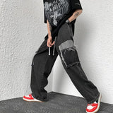 WIAOFELLAS  -  Spring Autumn Big Pocket American Vintage Elastic Waist Jeans Men Casual Fashion Straight Neutral Denim Trousers Male