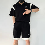 WIAOFELLAS  -  Plus Size Golf Tennis Short Sleeve Men's Polo Shirts + Shorts Summer 2 Piece Men Sports Sets Fashion Cotton V-Neck Mens Clothing