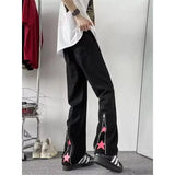 WIAOFELLAS  -  American High Street Men's Jeans Spring Autumn New Slim Design Wide Leg Straight Cut Trousers Harajuku Sle Qui Dry Cotton...