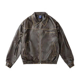 WIAOFELLAS  -  Men EONMODISH Men's Wear | 2025 Spring American Street Trendy Brushed Leather Jacket New Fashion