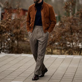 WIAOFELLAS  -  Daily Leisure Mens Solid Color Jackets 2025 Autumn Fashion Lapel Button-up Cardigan Jacket Men Casual Long Sleeve Coats