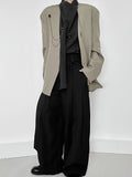 WIAOFELLAS  -  Trendy High Waist Drawstring Trousers Mens Streetwear Stylish Pleated Suit Pants Spring Autumn Casual Solid Color Loose Trousers