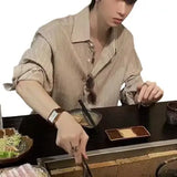 WIAOFELLAS  -  Mens Long Sleeve Shirt Stylish Casual Top Trendy Loose Fit Shirt Jacket