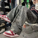 WIAOFELLAS  -  Spring Autumn Streetwear Jeans Man High Waist Cargo Pants Straight Jeans Fashion Straight Baggy Pants Denim Trousers