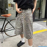 Wiaofellas  -  American retro leopard print camouflage casual men shorts Y2k Trendy brand Harajuku straight leg men and women pants