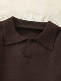 WIAOFELLAS  -  New Popular Autumn and Winter Pure Color Polo Collar V-Neck Pullover Sweater Casual Round Neck High-End Textured Knitted Men's Pullover