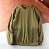 WIAOFELLAS  -  Autumn Winter Men's Polar Fleece Outdoor Warm Breathable Tactical Zipper Round Neck Long Sleeve Casual Splicing Color Sweatshirt
