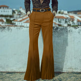 WIAOFELLAS  -  Men Pants Solid Color Button Pleated Casual Trousers Men Streetwear Loose Joggers Personality Fashion Male Flare Pants