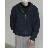 WIAOFELLAS  -  Hollow Hooded Knitted Cardigan Sweater Men's Spring and Autumn New Couple's Jacket Casual Versatile Fashion Top