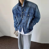 WIAOFELLAS  -  Fashion Lapel Button Solid Denim Shirts Coats Men Spring  Autumn Jean Coat New Men's Long Sleeve Denim Jackets Clothing