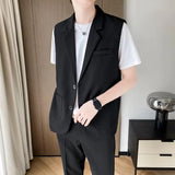 WIAOFELLAS  -  Suit Vest Men Slim Fit Fashion Social Mens Dress Vest Korean Business Casual Solid Color Vest Mens Office Formal Vest S-3XL