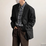 WIAOFELLAS  -  Men Blazer Solid Color Lapel Long Sleeve Button Casual Suit Men Streetwear Loose Fashion Leisure Male Thin Coats S-5XL