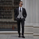 WIAOFELLAS  -  Elegant Black Men Suits for Wedding 2025 Luxury Single Breasted Peak Lapel Male Clothing High Quality 3 Piece Jacket Pants Vest