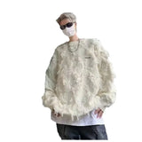 WIAOFELLAS  -  American style autumn and winter tassel fur-edged lazy style knitted sweater men's new trendy brand design niche jacket