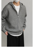 WIAOFELLAS  -  Hollow Hooded Knitted Cardigan Sweater Men's Spring and Autumn New Couple's Jacket Casual Versatile Fashion Top