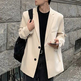 WIAOFELLAS  -  Jacket Man British Elegant Suit Jacket Casual Fashion Texture Daily High-End Jackets Trendy Temperament Outerwear Men'S Clothing
