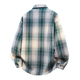 Wiaofellas  -  Fall Men's Casual Plaid Shirt  Loose Fit Long Sleeve Streetwear Shirts Man Spring Autumn Outerwear Fashionable Men's Clothing
