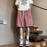WIAOFELLAS  -  Fashion New Men's Letter Print Tie Dye Drawstring Design Shorts Trendy Summer High-waisted Loose Short Pants Male