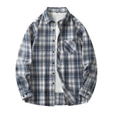 Wiaofellas  -  American Retro Plaid irt Men Spring Youth Sle Long Sve Top CleanFit irt Jaet Loose Fit Iron-Free Proc Trendy