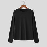 WIAOFELLAS  -  Men T Shirt Solid Color O-neck Long Sleeve Knitted Male Tee Tops Streetwear Spring Fashion Casual Men Clothing S-5XL