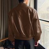 WIAOFELLAS  -  Men Jackets PU Leather Patchwork Stand Collar Long Sleeve Zipper Coats Men Streetwear Loose Punk Style Fashion Jackets