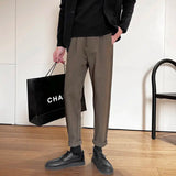 WIAOFELLAS Men Autumn Winter New Business Dress Pants Men High Waist Streetwear Casual Trousers Male Woolen Formal Suit Pants W181