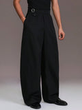 Wiaofellas  -  New Spring Summer Men's Solid Woven Naples High Waist Trousers Straight Leg Business Casual Suit Pants for Daily Wear