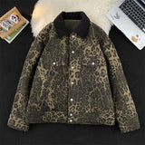 WIAOFELLAS  -  Ancient leopard print double-sided lamb fur jacket for men's winter casual lapel lamb jacket Man jacket