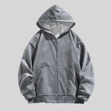 WIAOFELLAS  -  Hoodie Mens Clothing Oversized Winter Zip Up Hooded Sweatshirts for Men Harajuku Solid Color Casual Pullover Hoodies Male