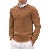 WIAOFELLAS  -  Men's Casual Sweater 2025 round Neck Long Sleeve Knitted Diamond Pattern Fashion Versatile Top