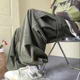 Wiaofellas  -  Vintage Corduroy Work Pants Men's Trend Casual Oversize Large Pockets Trousers Japan Cityboy Straight Wide Leg Pants