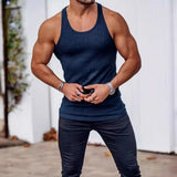 WIAOFELLAS  -  Summer Knitted Men's H-shaped Slim Fit Vertical Stripe Tank Top Fitness Training Breathable Sleeveless Fashion New Style