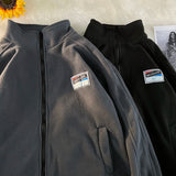 WIAOFELLAS  -  Men Thicker Jackets Autumn Winter Stand Collar All-match Solid Fashion Patchwork Zipper Warm Streetwear Long Sleeve Casual Coats