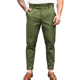 WIAOFELLAS  -  Mens Slim Fit Button Stretch Tight Tapered Fashion Skinny Pants 2025 Summer New Trend Business Casual Trousers Mens Clothing