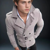 WIAOFELLAS  -  Men's Woolen Coat with Lapel and Double Breasted Casual Windbreaker Woolen Coat