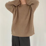 WIAOFELLAS  -  Casual Textured Sweater Mens Knit T Shirts Long Sleeve O Neck Solid Color Bottoming Tops Men Autumn Daily Leisure Knitted Jumper
