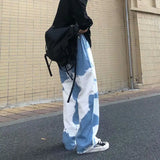 WIAOFELLAS  -  Vibe Trend Brand Gradient Tie Dye Jeans for Men Loose Fit Plus Size High Street Couple Wide Leg Straight Leg Camouflage Dad