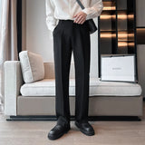 WIAOFELLAS  -  Black White Suit Pants Men Slim Social Mens Dress Pants Korean Casual Straight Pants Mens Office Formal Trousers Plus Size 5XL