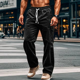 WIAOFELLAS  -  Loose Warm Fashion Cargo Straight Pants Autumn and Winter New High-quality Corduroy Men's Casual Pants Fitness Running Pants Gym