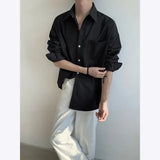 WIAOFELLAS  -  White Long Sleeved Shirt Men Fashion Society Mens Formal Dress Shirt Korean Loose Casual Shirt Mens Oversized Black Shirts