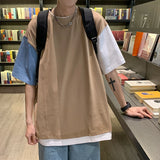 WIAOFELLAS  -  Shadowless wall ice crew-neck T-shirt Loose all decorative chain men's crew-neck T-shirt breathable