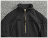 WIAOFELLAS  -  Heavy trendy half zip open collar pullover men washed to make old black cotton knit wool autumn-winter thick coat