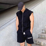 Wiaofellas  -  Large Size Mens Casual Sleeveless Sweatshirt Hoodie Summer Sports Zipper Cardigan Waistcoat Training Fitness Vest Jacket