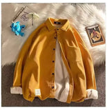 Wiaofellas  -  High Quality Men's Long Sleeve Shirt Autumn Winter Thickened Corduroy Jacket Korean Style Trendy Fleece Lined Fashionable Shirt
